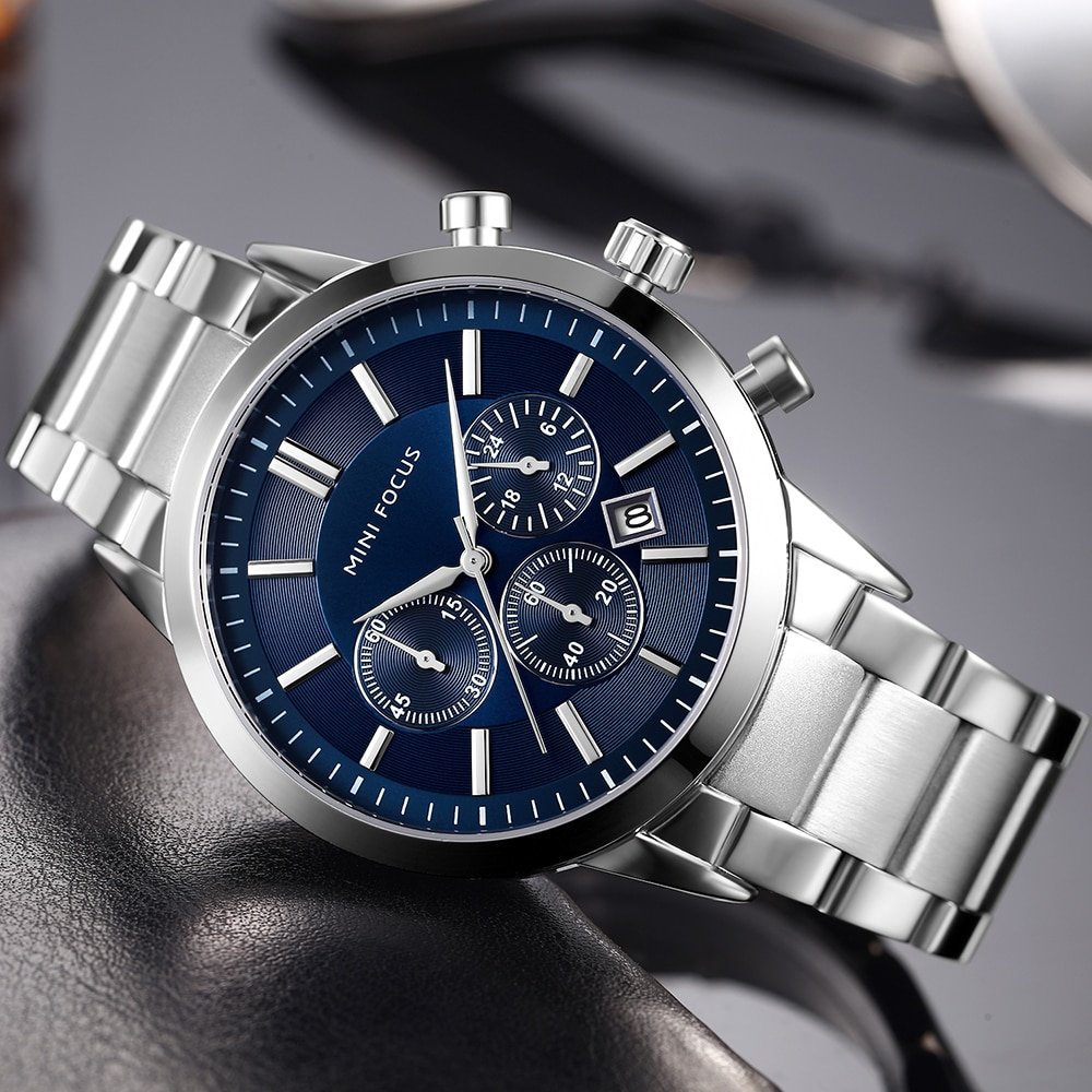 Montre Quartz pour hommes classique Business marque de luxe bracelet en acier inoxydable 3 sous cadran 1 Montre Quartz pour hommes classique Business marque de luxe bracelet en acier inoxydable 3 sous cadran 1