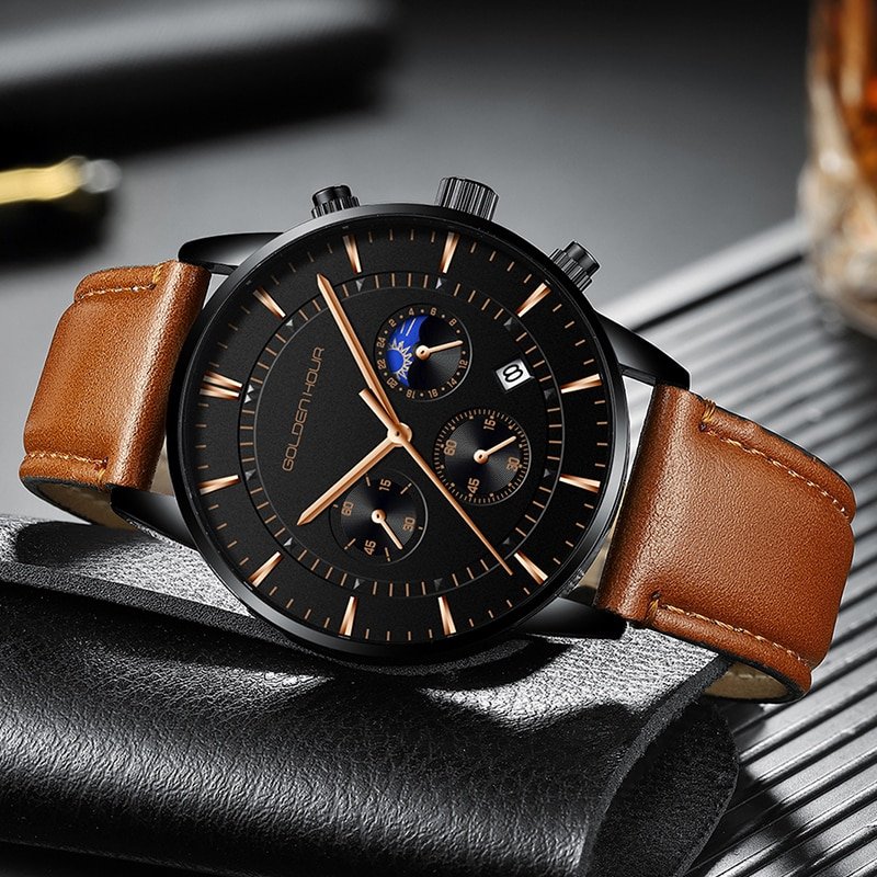 Montre Quartz tanche en cuir pour hommes marque de luxe sport Relogio Masculino 2