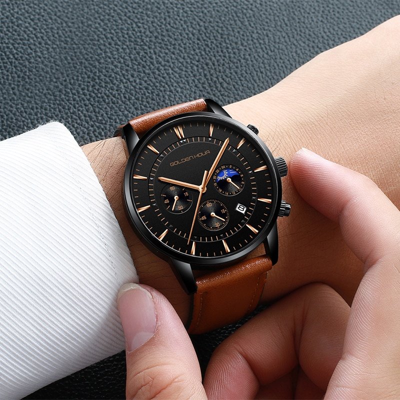 Montre Quartz tanche en cuir pour hommes marque de luxe sport Relogio Masculino 3