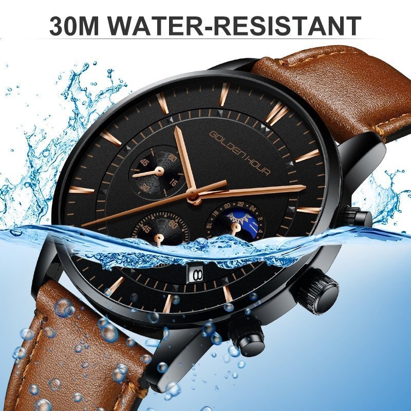 Montre Quartz tanche en cuir pour hommes marque de luxe sport Relogio Masculino 4