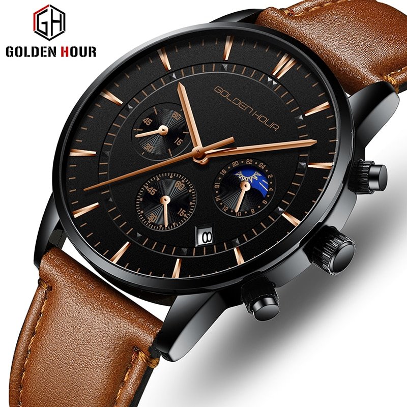 Montre Quartz tanche en cuir pour hommes marque de luxe sport Relogio Masculino