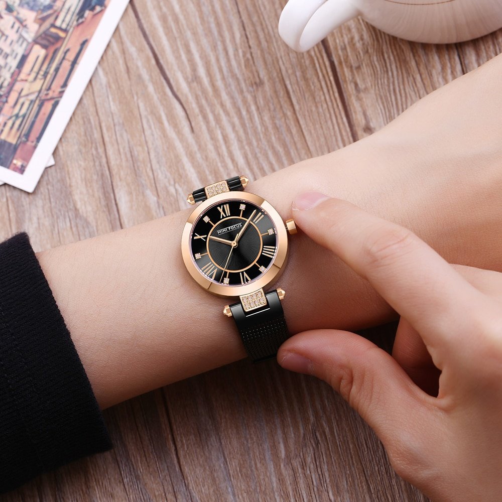 Montre de luxe pour femmes Top marque minimaliste l gante maille en cristal zegarek damski MINI 2