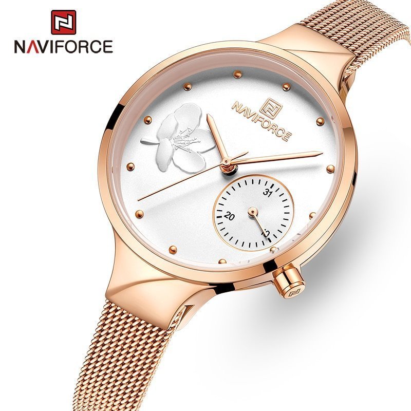 NAVIFORCE montre Quartz en acier inoxydable pour femme marque de luxe tendance maille tanche