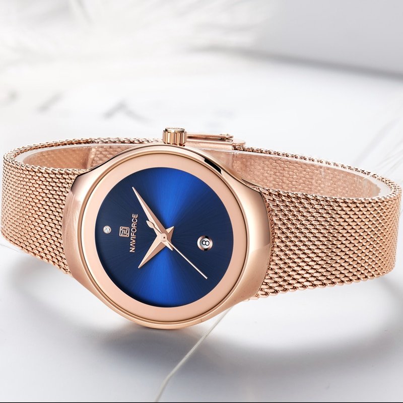 NAVIFORCE montre bracelet de luxe Quartz pour femmes classique la mode Simple Rose or bleu avec 2 NAVIFORCE montre bracelet de luxe Quartz pour femmes classique la mode Simple Rose or bleu avec 2