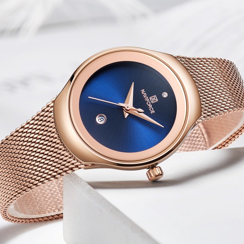 NAVIFORCE montre bracelet de luxe Quartz pour femmes classique la mode Simple Rose or bleu avec 3 NAVIFORCE montre bracelet de luxe Quartz pour femmes classique la mode Simple Rose or bleu avec 3