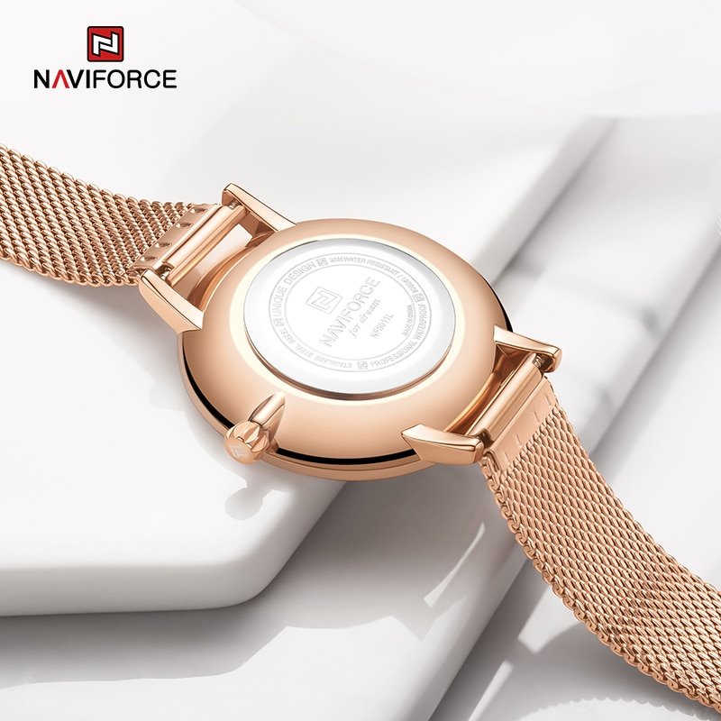 NAVIFORCE montre bracelet de luxe en acier inoxydable pour femmes Quartz tanche Standard avec diamants 1 NAVIFORCE montre bracelet de luxe en acier inoxydable pour femmes Quartz tanche Standard avec diamants 1