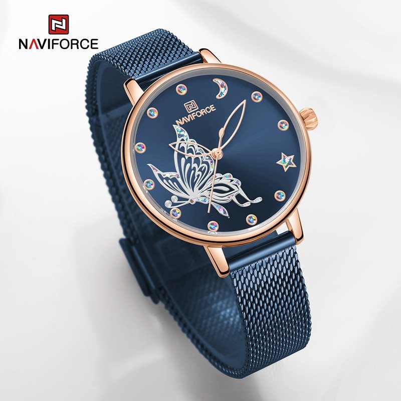 NAVIFORCE montre bracelet de luxe en acier inoxydable pour femmes Quartz tanche Standard avec diamants 3 NAVIFORCE montre bracelet de luxe en acier inoxydable pour femmes Quartz tanche Standard avec diamants 3