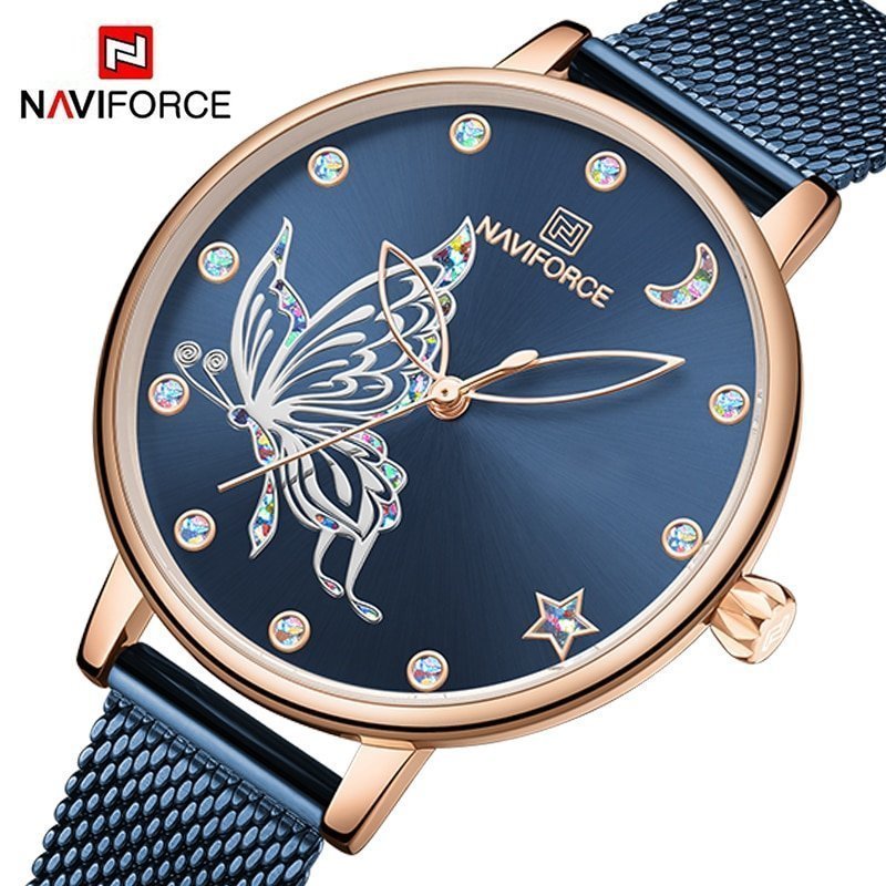 NAVIFORCE montre bracelet de luxe en acier inoxydable pour femmes Quartz tanche Standard avec diamants