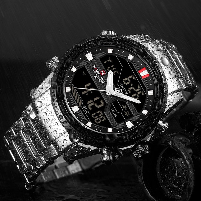 NAVIFORCE montre bracelet de sport pour homme marque de luxe Quartz num rique militaire enti rement 4