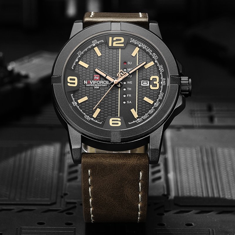 NAVIFORCE montre bracelet en cuir pour hommes marque de luxe tanche 1 NAVIFORCE montre bracelet en cuir pour hommes marque de luxe tanche 1