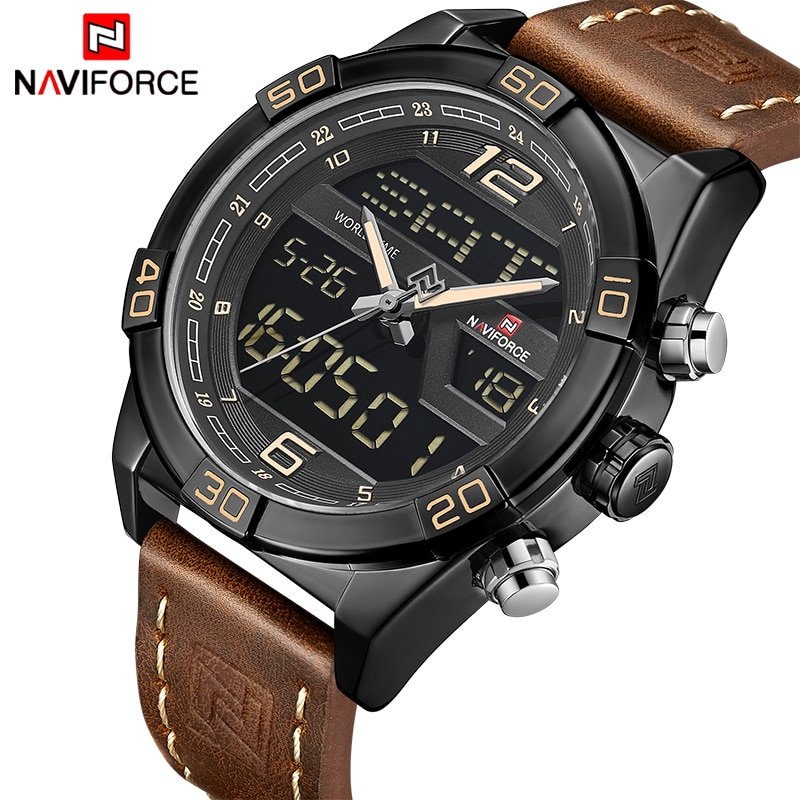 NAVIFORCE montre bracelet num rique Quartz pour hommes marque de luxe Sport la mode horloge militaire