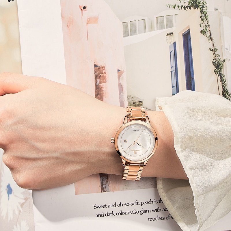 NAVIFORCE montre bracelet tanche Quartz pour femmes marque de luxe Simple mode d contract 4 NAVIFORCE montre bracelet tanche Quartz pour femmes marque de luxe Simple mode d contract 4
