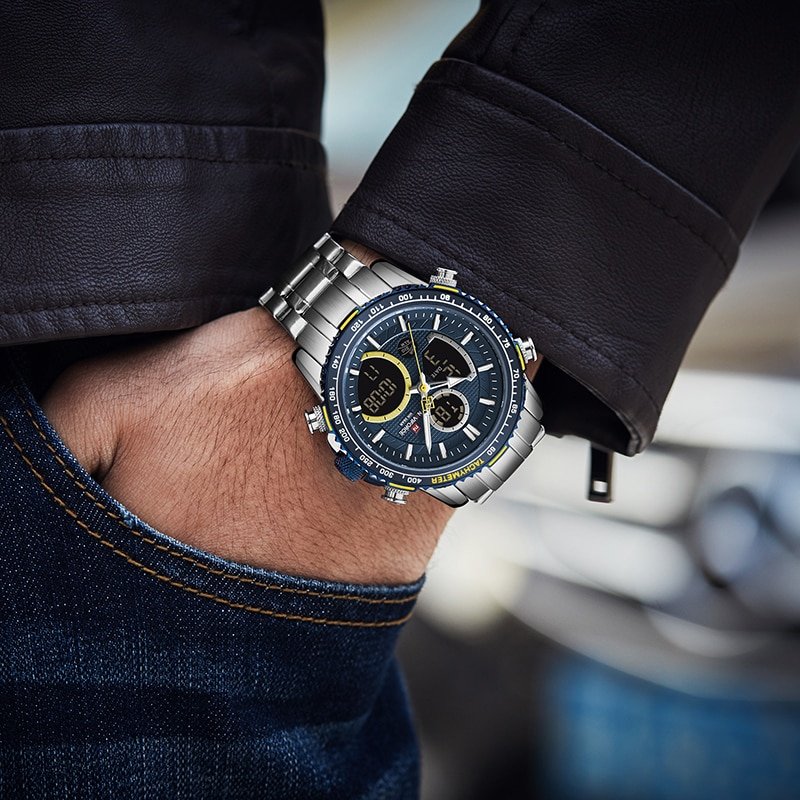 NAVIFORCE montre de Sport Quartz pour hommes marque de luxe chronographe en acier inoxydable 5