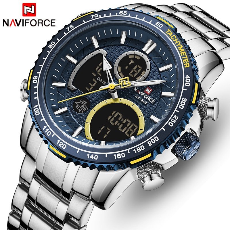 NAVIFORCE montre de Sport Quartz pour hommes marque de luxe chronographe en acier inoxydable