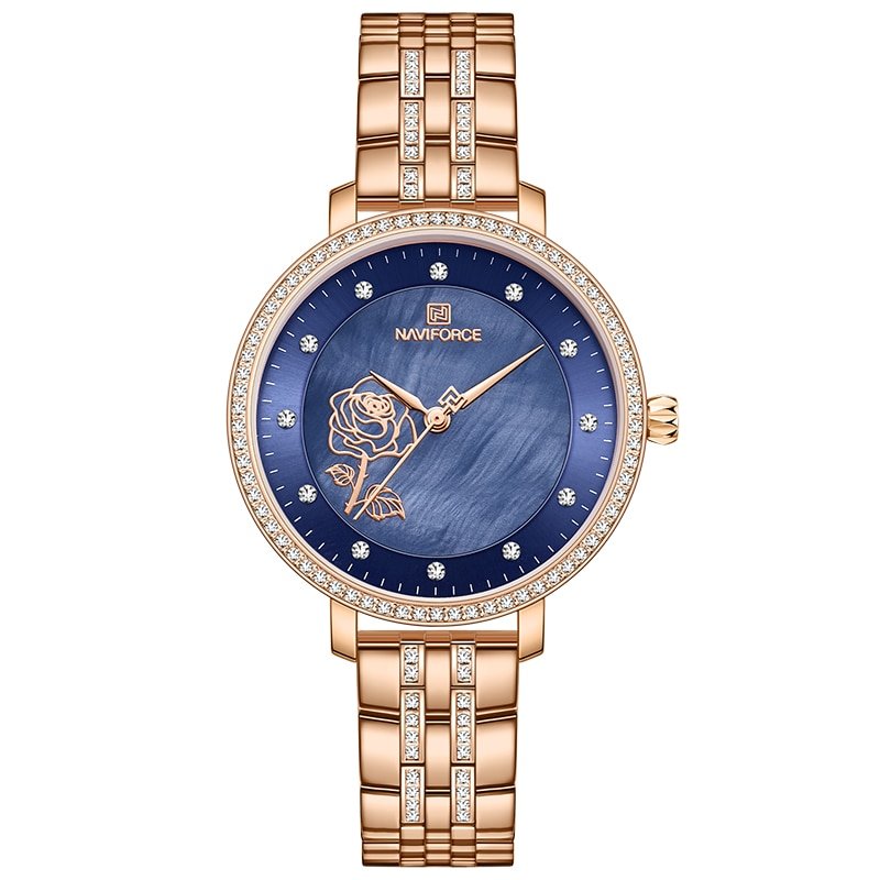 NAVIFORCE montre de luxe pour femmes tanche avec Bracelet en acier or Rose de marque sup 5 NAVIFORCE montre de luxe pour femmes tanche avec Bracelet en acier or Rose de marque sup 5