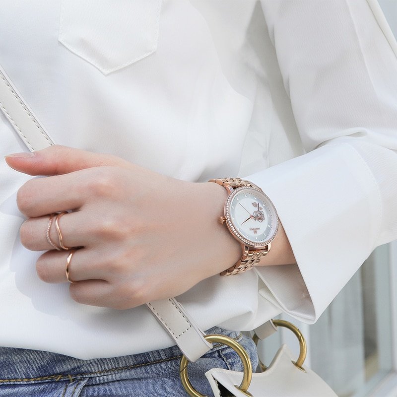 NAVIFORCE montre en or Rose pour femmes Bracelet en acier tanche cr atif 4