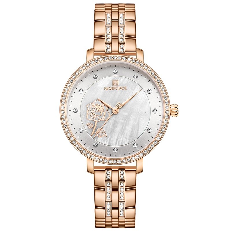 NAVIFORCE montre en or Rose pour femmes Bracelet en acier tanche cr atif 5