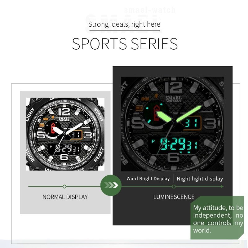 SMAEL Montres bracelets de sport pour hommes analogique affichage num rique LED Quartz tanche pour la 3 SMAEL Montres bracelets de sport pour hommes analogique affichage num rique LED Quartz tanche pour la 3