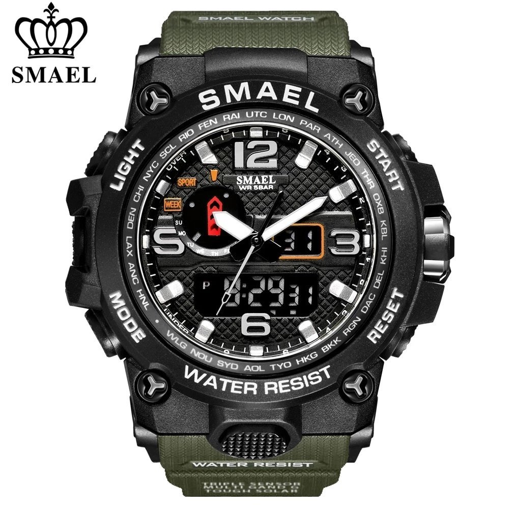 SMAEL Montres bracelets de sport pour hommes analogique affichage num rique LED Quartz tanche pour la