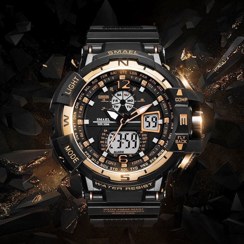 SMAEL montre de Sport pour hommes montre bracelet Quartz num rique LED marque de luxe 2021 1 SMAEL montre de Sport pour hommes montre bracelet Quartz num rique LED marque de luxe 2021 1
